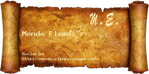 Mende Elemér névjegykártya