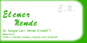 elemer mende business card